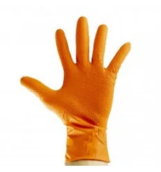 Gants de travail orange en nitrile taille M x 100