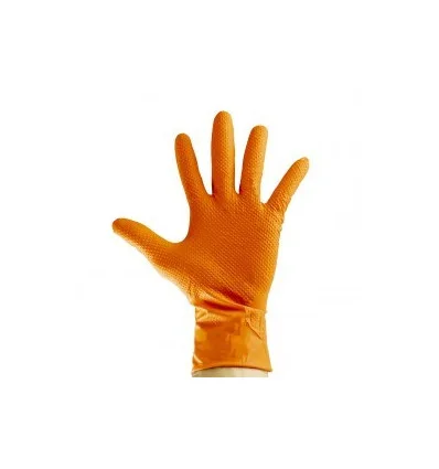 Gants de travail orange en nitrile taille M x 100