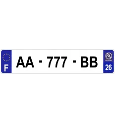 Plaque d'immatriculation plastique pour 26, 07, 38