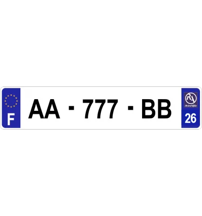 Plaque d'immatriculation plastique pour 26, 07, 38