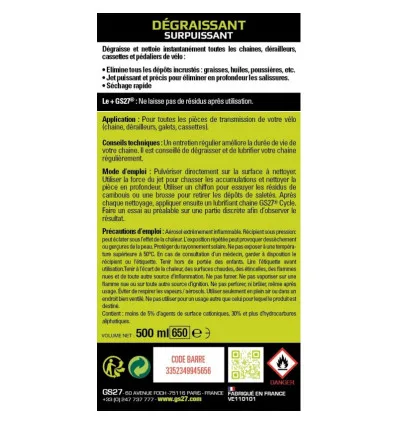 Dégraissant surpuissant chaîne, dérailleur et disques de frein Vélo