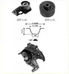 Distribution kit + water pump Ulysse, Zetta, 406,806, XM, Xantia, Evasion