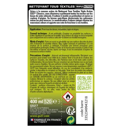 Nettoyant brosse tous textiles