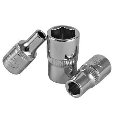 Douilles 6 pans chromée 1/4" 8mm