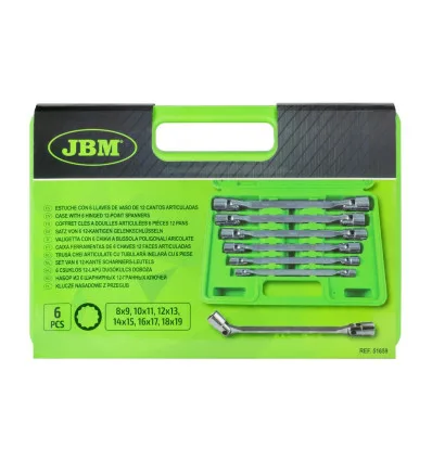 Socket set with articulated sockets 6 pieces 12-point