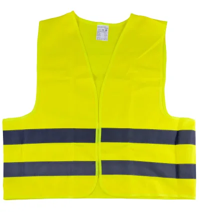 Gilet giallo con nastro ad alta visibilità omologato