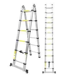 Transformable telescopic ladder