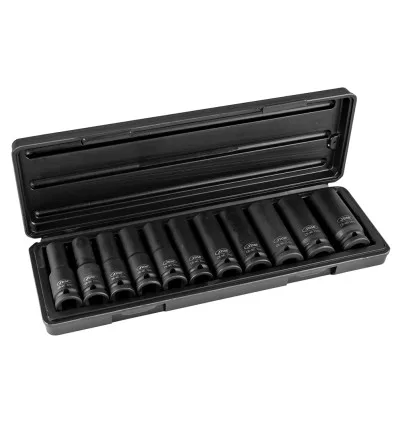 Jeu de 11 douilles à choc 6 pans de 1/2"