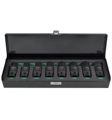 Jeu de 8 douilles à choc 6 pans avec double position (fixe/articulé)