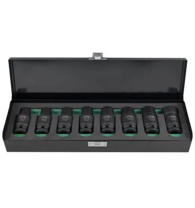 Jeu de 8 douilles à choc 6 pans avec double position (fixe/articulé)