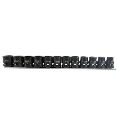 Jeu de 12 douilles à choc 1/2" profil bas