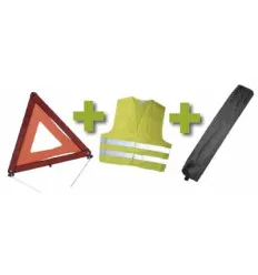 Kit de sécurité + pochette minie noir + gilet fluo + triangle de presignalitsation