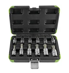 Jeu de douilles 12 pièces de 1/2" - 12 pans - chrome