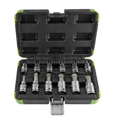 Jeu de douilles 12 pièces de 1/2" - 12 pans - chrome