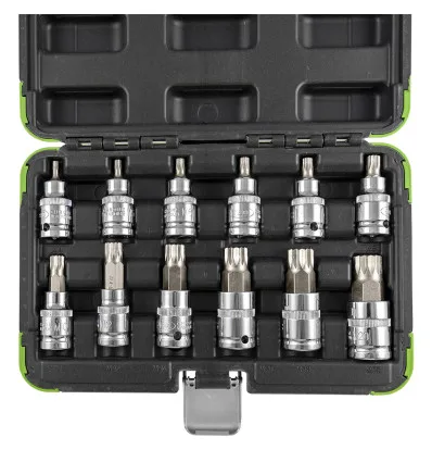 Jeu de douilles 12 pièces de 1/2" - 12 pans - chrome