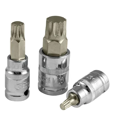 Jeu de douilles 12 pièces de 1/2" - 12 pans - chrome