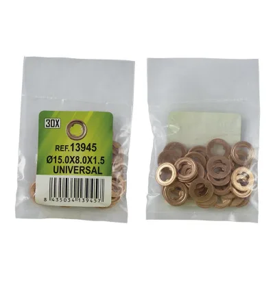 Bag of 30 copper washers for injectors - ø15.0x8.0x1.5 - universal (ref. 53464)