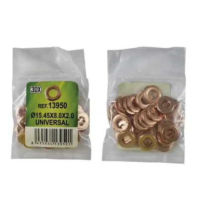 Bag of 30 copper washers for injectors - ø15.45x8.0x2.0 - universal (ref. 53464)