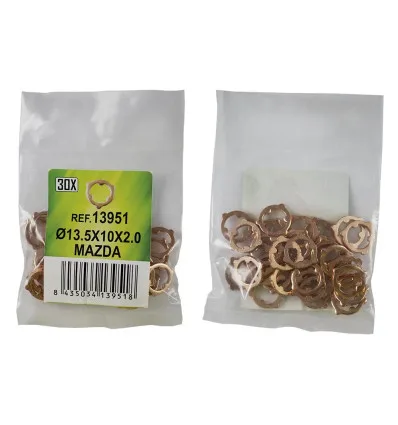 Bag of 30 copper washers for injectors - ø13.5x10x2.0 - mazda (ref. 53464)