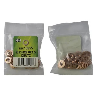 Sac de 30 rondelles en cuivre pour injecteurs - ø13.0x7.0x1.5 - deutz (ref. 53464)