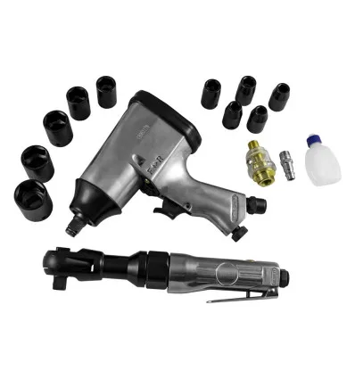 Coffret 16 pièces pneumatique avec clé à rochet