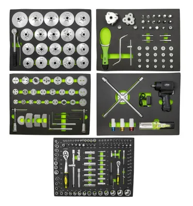 Jeu de 5 auges pour l'armoire avec des outils pour le remplacement d'huile