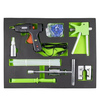 Palette avec le kit d'outils pour la réparation des enfoncements