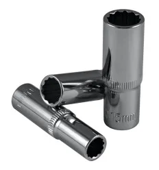 Douille 3/8" 12 pans 65mm long, 11mm, chrome