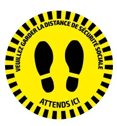 Adhésif de signalisation rond pour sols - distance de sécurité