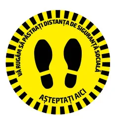 Adhésif de signalisation rond pour sols - distance de sécurité