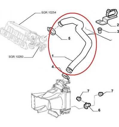 Turbo hose upper Alfa 147 1.9 JTD JTDM