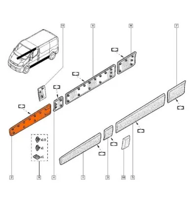 Baguette de protection porte avant droit velpart pour Nissan primastar Opel vivaro Renault Trafic 2