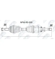 Cardan de transmission avant droit Nty npw-re-030 pour Renault Kangoo 2 Mégane 2