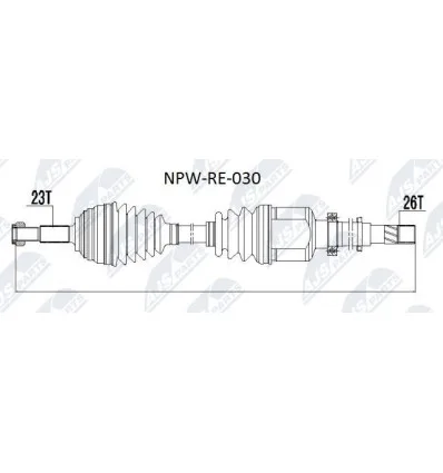 Cardan de transmission avant droit Nty npw-re-030 pour Renault Kangoo 2 Mégane 2