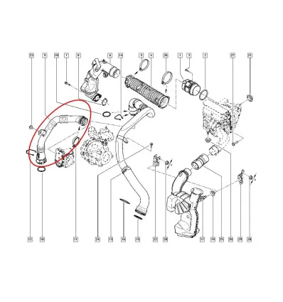 Durite de suralimentation d'air turbo pour Renault Megane 3