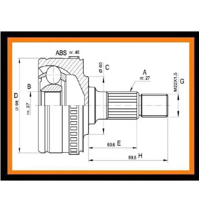 Tête de cardan avec soufflet pour Mercedes Vito 2.3 108D avec 110D avec 114