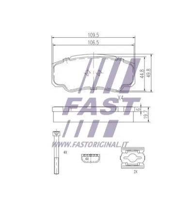 Brake pad kit for disc brake compatible with Peugeot Fiat Citroën