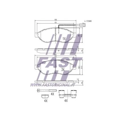 Kit de plaquettes de frein frein à disque compatible pour Fiat Peugeot Citroën