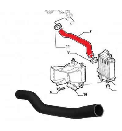 Air exchanger turbo hose alfa romeo GT - 147 JTD - JTDM
