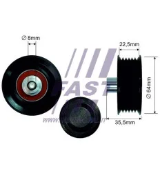 Poulie renvoi/transmission courroie trapézoïdale à nervures compatible pour Peugeot Ford Citroën Fiat