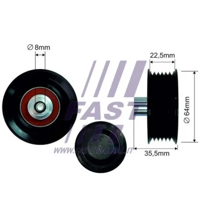 Poulie renvoi/transmission courroie trapézoïdale à nervures compatible pour Peugeot Ford Citroën Fiat