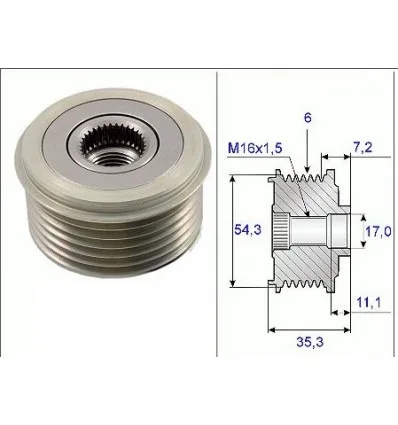 Alternator Pulley Citroen Peugeot Fiat 2.0 Hdi 2.2 Hdi 2.8 Hdi