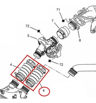 flexible Turbo hose Peugeot Citroen 1.6 Hdi 127mm