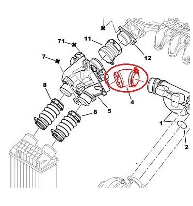 Durite de Turbo souple pour Peugeot 1007 206 307 Citroën C2 C4 1.6 Hdi 92mm