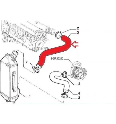 Turbo hose alfa 166 Lancia Kappa 2.4 JTD 140cv - 150cv