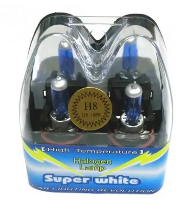 2 Bulbs H8 White 12v 100w