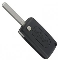 Coque de cle pour Citroën C4 Peugeot 207 307 407 (Bouton Phare avec Emplacement de pile)