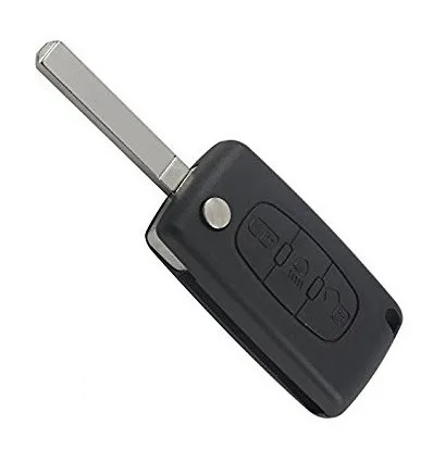 Coque de cle pour Citroën C4 Peugeot 207 307 407 (Bouton Phare avec Emplacement de pile)