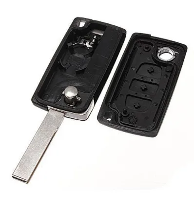 Coque de cle pour Citroën C4 Peugeot 207 307 407 (Bouton Phare avec Emplacement de pile)